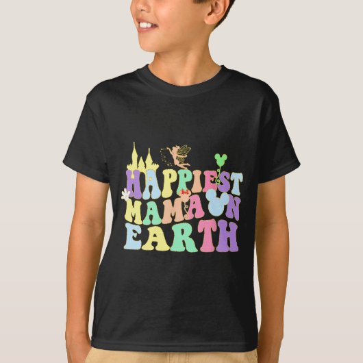 Mama op aarde groovy leuk mam mama Moederdag T-shirt (Voorkant)