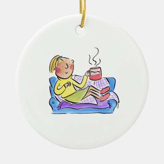 Mama op de bank keramisch ornament (Voorkant)