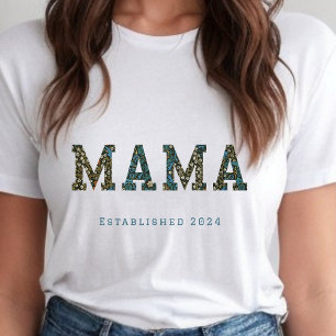Mama op maat jaar - trendy bloemen t-shirt