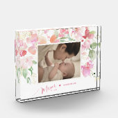 Mama Opgericht Blush Roze Bloemen Waterverf Fotoblokken (Links)