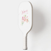 Mama Opgericht Blush Roze Bloemen Waterverf Pickleball Paddle (Links)