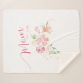 Mama Opgericht Blush Roze Bloemen Waterverf Sherpa Deken (Voorkant (horizontaal))