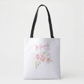 Mama Opgericht Blush Roze Bloemen Waterverf Tote Bag (Voorkant)