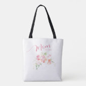 Mama Opgericht Blush Roze Bloemen Waterverf Tote Bag (Achterkant)