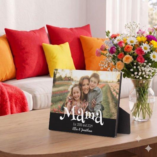 Mama Opgericht Foto Kinderen Naam Fun Tekst Fotoplaat