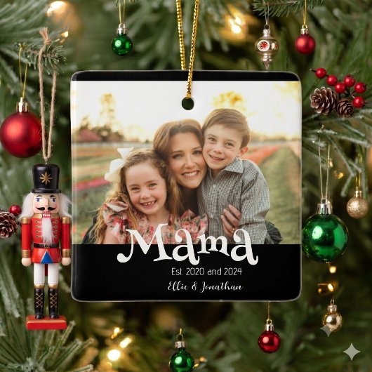 Mama Opgericht Foto Kinderen Naam Fun Tekst Keramisch Ornament
