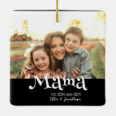 Mama Opgericht Foto Kinderen Naam Fun Tekst Keramisch Ornament (Achterkant)