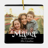 Mama Opgericht Foto Kinderen Naam Fun Tekst Keramisch Ornament (Voorkant)