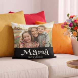 Mama Opgericht Foto Kinderen Naam Fun Tekst Kussen