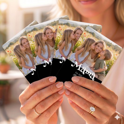 Mama Opgericht Foto Kinderen Naam Fun Tekst Pokerkaarten