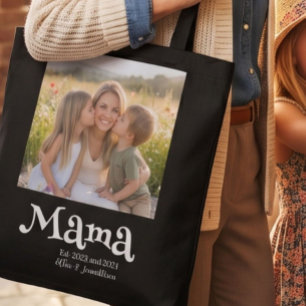 Mama Opgericht Foto Kinderen Naam Fun Tekst Tote Bag