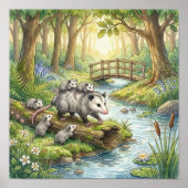 Mama Opossum en Jongen Nursery Poster (Voorkant)
