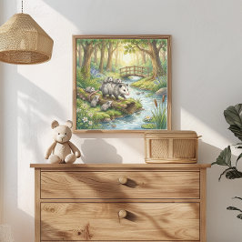 Mama Opossum en Jongen Nursery Poster