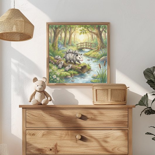 Mama Opossum en Jongen Nursery Poster