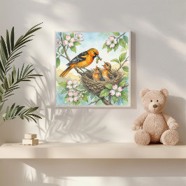 Mama Oriole en Kuikens Kwekerij Poster