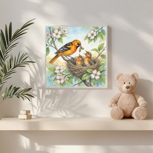 Mama Oriole en Kuikens Kwekerij Poster