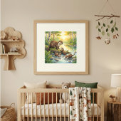Mama Otter en Jongen Nursery Poster