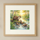 Mama Otter en Jongen Nursery Poster