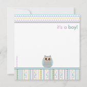 Mama Owl & Baby Owl Boy Baby shower Kaart (Achterkant)