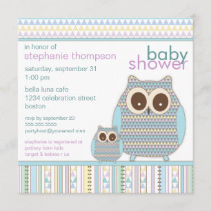 Mama Owl & Baby Owl Boy Baby shower Kaart