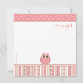 Mama Owl & Baby Owl PInk Baby shower Kaart (Achterkant)