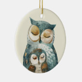 Mama Owl & Owlet Waterverf Moederdag Keramisch Ornament (Rechts)