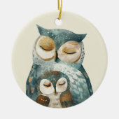 Mama Owl & Owlet Waterverf Moederdag Keramisch Ornament (Voorkant)