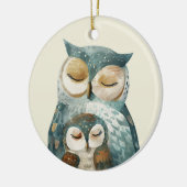 Mama Owl & Owlet Waterverf Moederdag Keramisch Ornament (Links)