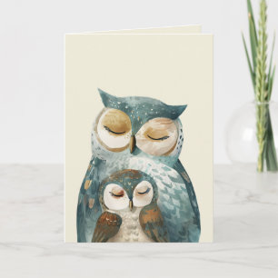 Mama Owl & Owlet Woodland Moederdag Foto Kaart