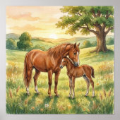 Mama Paard en Veulen Nursery Poster (Voorkant)