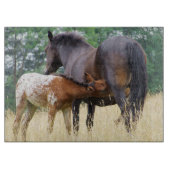 Mama Paard Voert Baby Glas Snijplank (Voorkant)