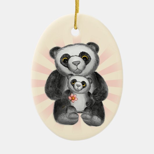 Mama Panda Beer Liefde Keramisch Ornament (Voorkant)