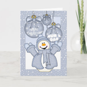 Mama & papa, Gelukkige sneeuwman Kerstkaart - Vrol Feestdagen Kaart