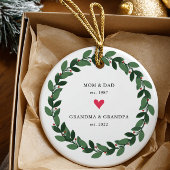 mama papa | Grootmaa Grandpa Year Est. Ceramic Orn Keramisch Ornament