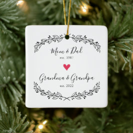 mama papa | Grootmaa Grandpa Year Est. Keramisch Ornament