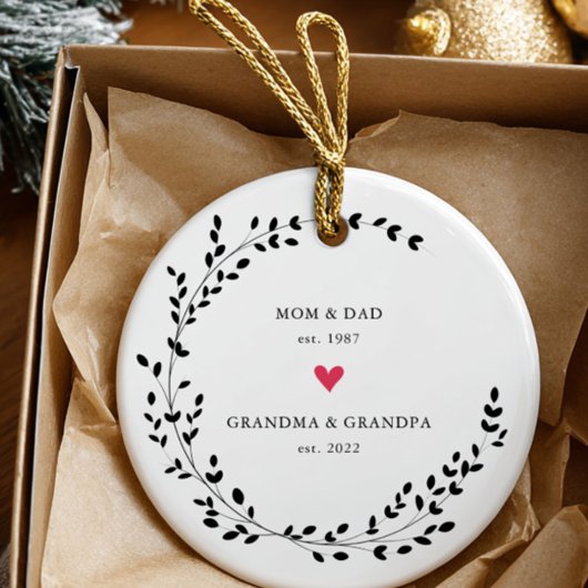 mama papa | Grootmaa Grandpa Year Est. Keramisch Ornament