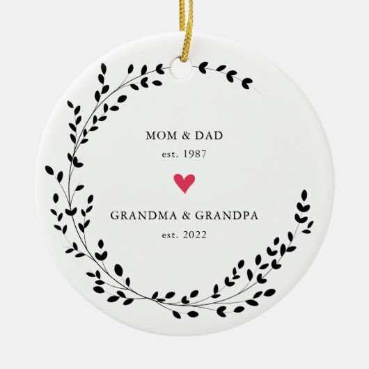 mama papa | Grootmaa Grandpa Year Est. Keramisch Ornament (Voorkant)