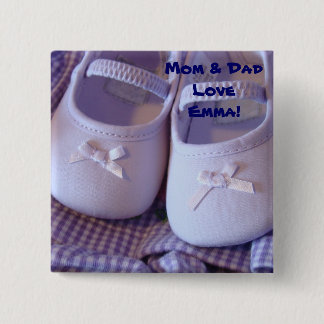 Mama & Papa houden van Baby Naam! knopen Baby voet Vierkante Button 5,1 Cm