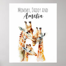 Mama, papa & ik | Giraffe | Dieren Nursery Kunst