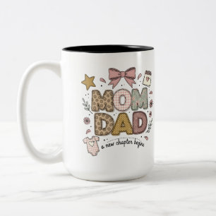 Mama Papa Nieuw Hoofdstuk Begint Schattig Babyontw Tweekleurige Koffiemok
