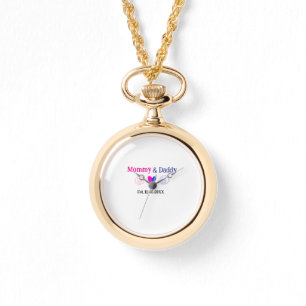 Mama & Papa nieuwe ouders voeg naam datum hart bla Horloge