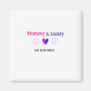 Mama & Papa nieuwe ouders voeg naam datum hart bla Magneet