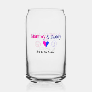 Mama & papa nieuwe ouders voegen naam datum hart b blikvorm glas