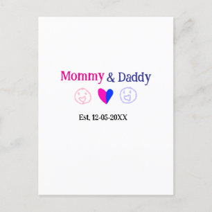Mama & papa nieuwe ouders voegen naam datum hart b briefkaart