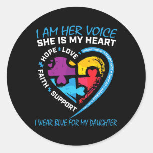 Mama papa Puzzle ik Draag blauw voor mijn dochter Ronde Sticker