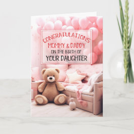 Mama Papa Roze Nieuwe Baby Felicitaties Kaart