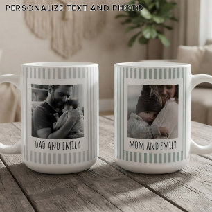 Mama & Papa Sage Strepen Moederdag Custom Koffiemok