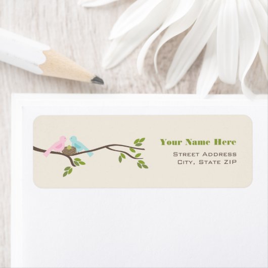 Mama & Papa Vogels Groene Ei Baby shower Etiket (Insitu)