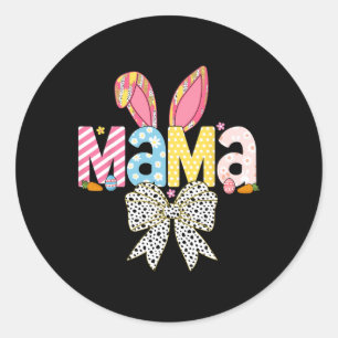 Mama Pasen Coquette Bow Bunny Matching Family Eas Ronde Sticker