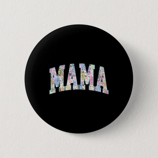 Mama Pasen Retro Varsity Grote Letters Kleurrijke  Ronde Button 5,7 Cm (Voorkant)